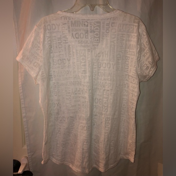 Tek Gear burn out Yoga tee-shirt white short sleeves NWT size Large - Picture 4 of 9